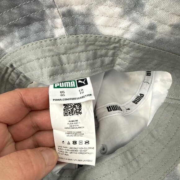 Puma Tie Dye Bucket Hat Gray Embroidered Shrooms Bees Garden Unisex One Size - Picture 3 of 8